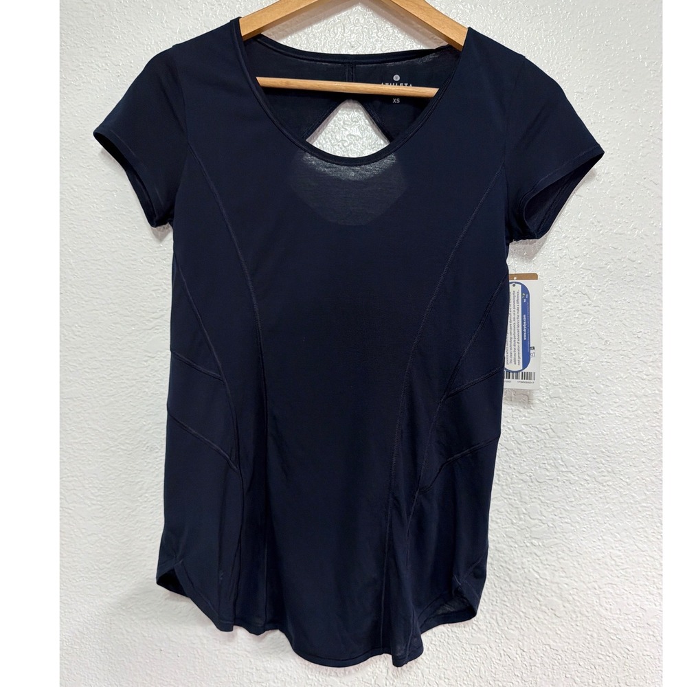 Athleta Repetition Tee Navy Blue Short Sleeve Workout Top XS